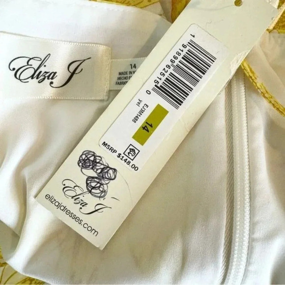 Eliza J Floral Print Cotton Bow Detail Sundress in Yellow Size 14 NWT - Picture 10 of 15